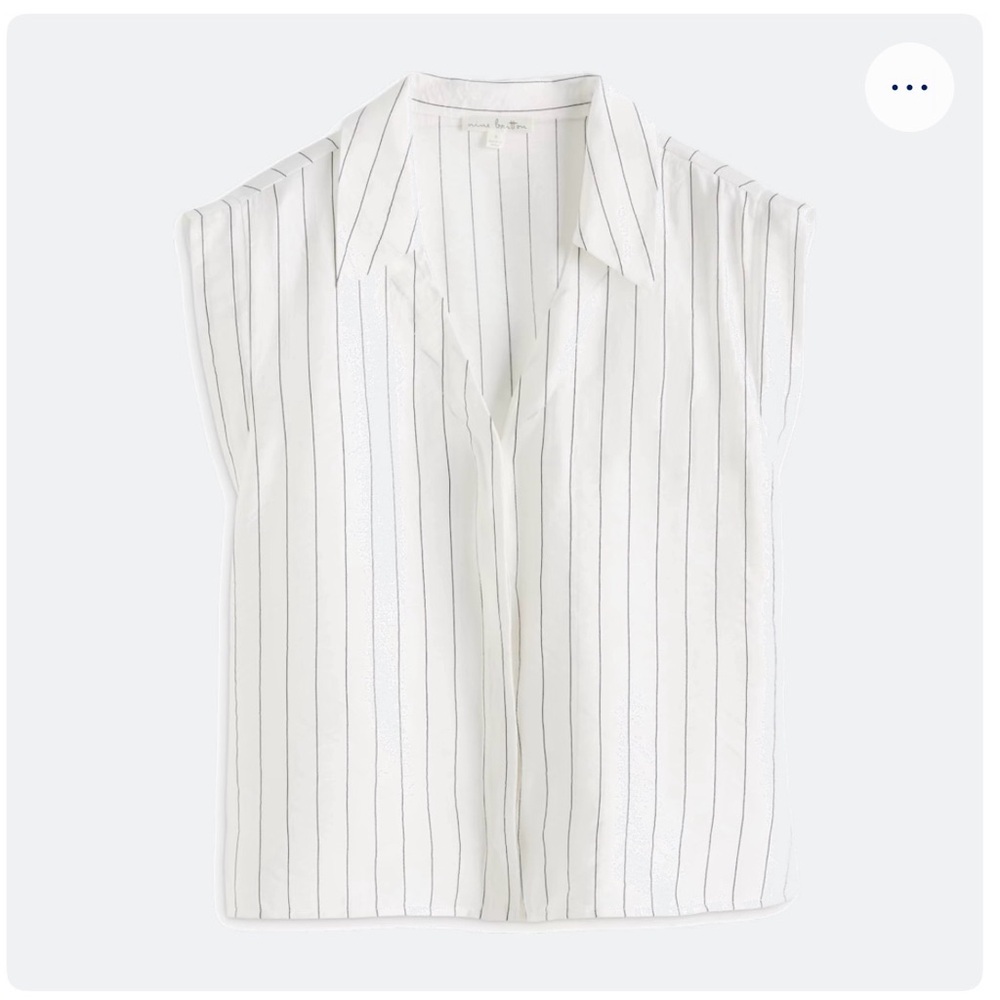 Nine Britton White Pinstripe Sleeveless Blouse